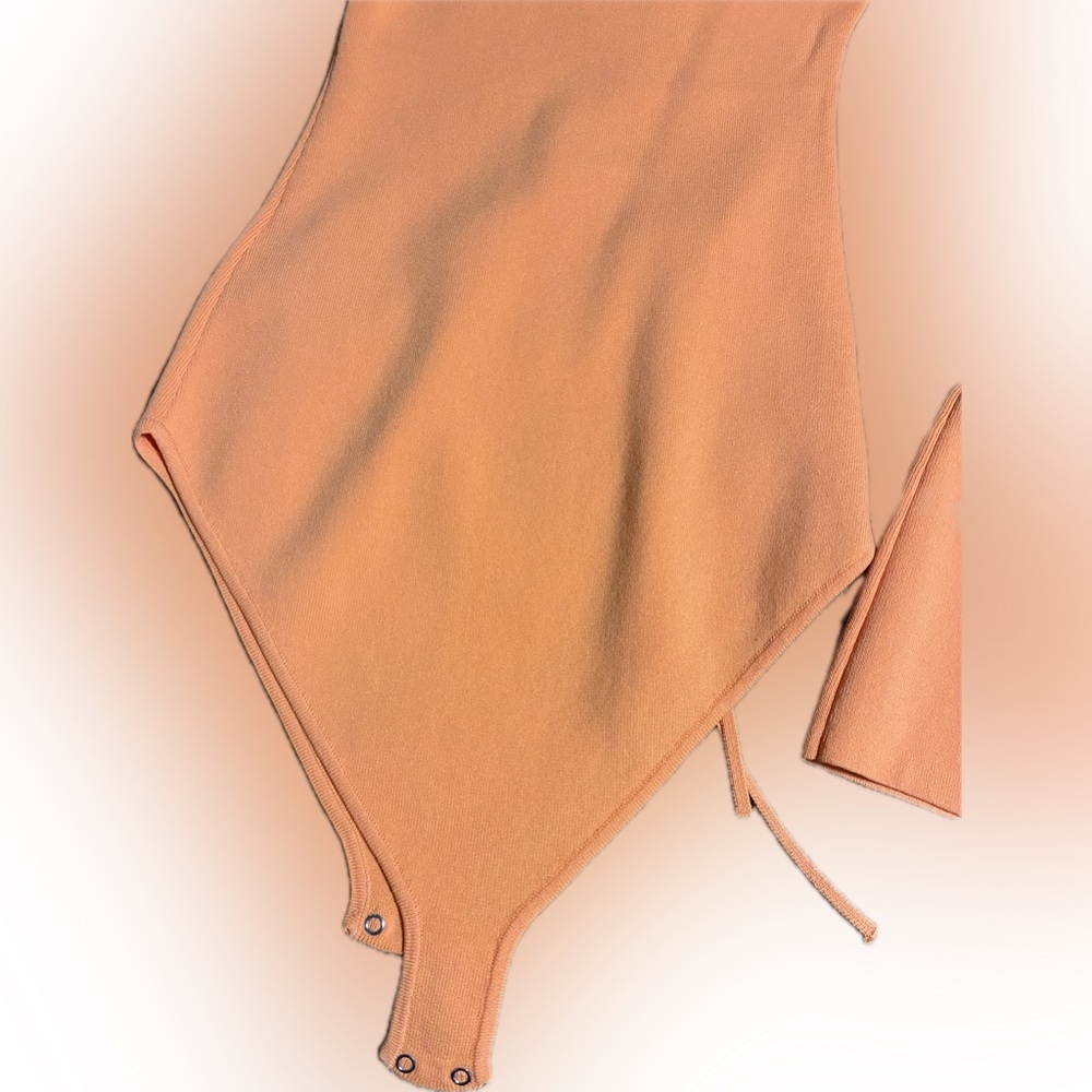 ZARA Knit Long Sleeve Tie-Front Bodysuit – vibrant bright Orange | Size S | NWT - Picture 5 of 11